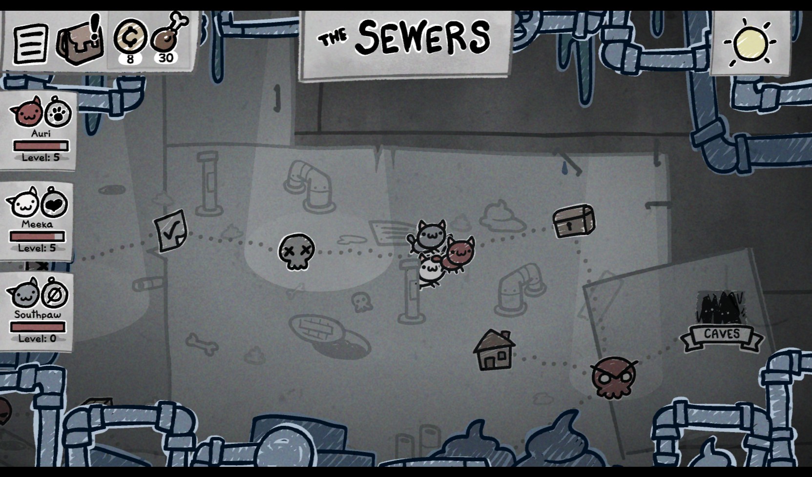 Mewgenics: maailmankartta