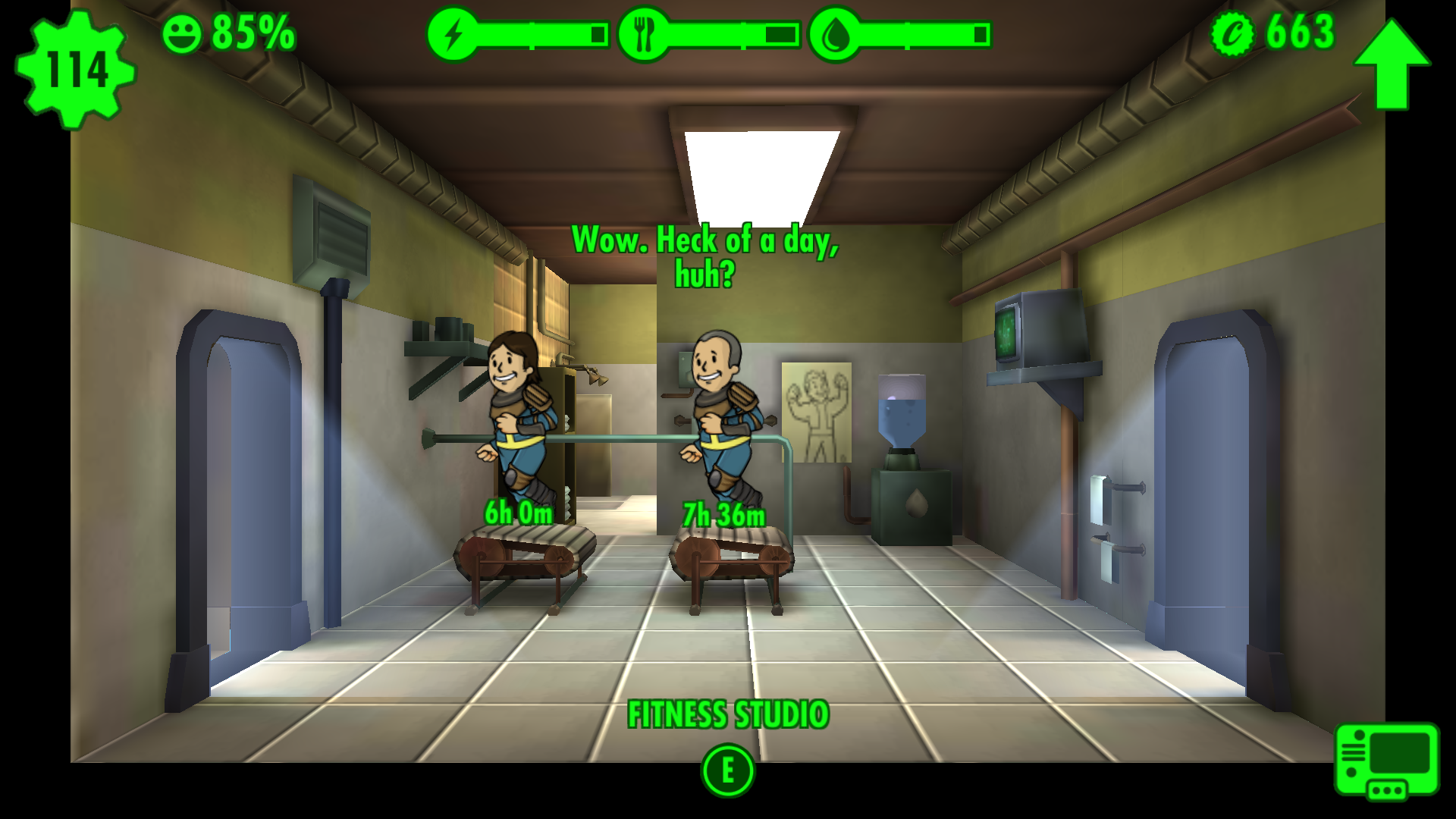 Voimaharjoittelua Fallout Shelterin tyyliin