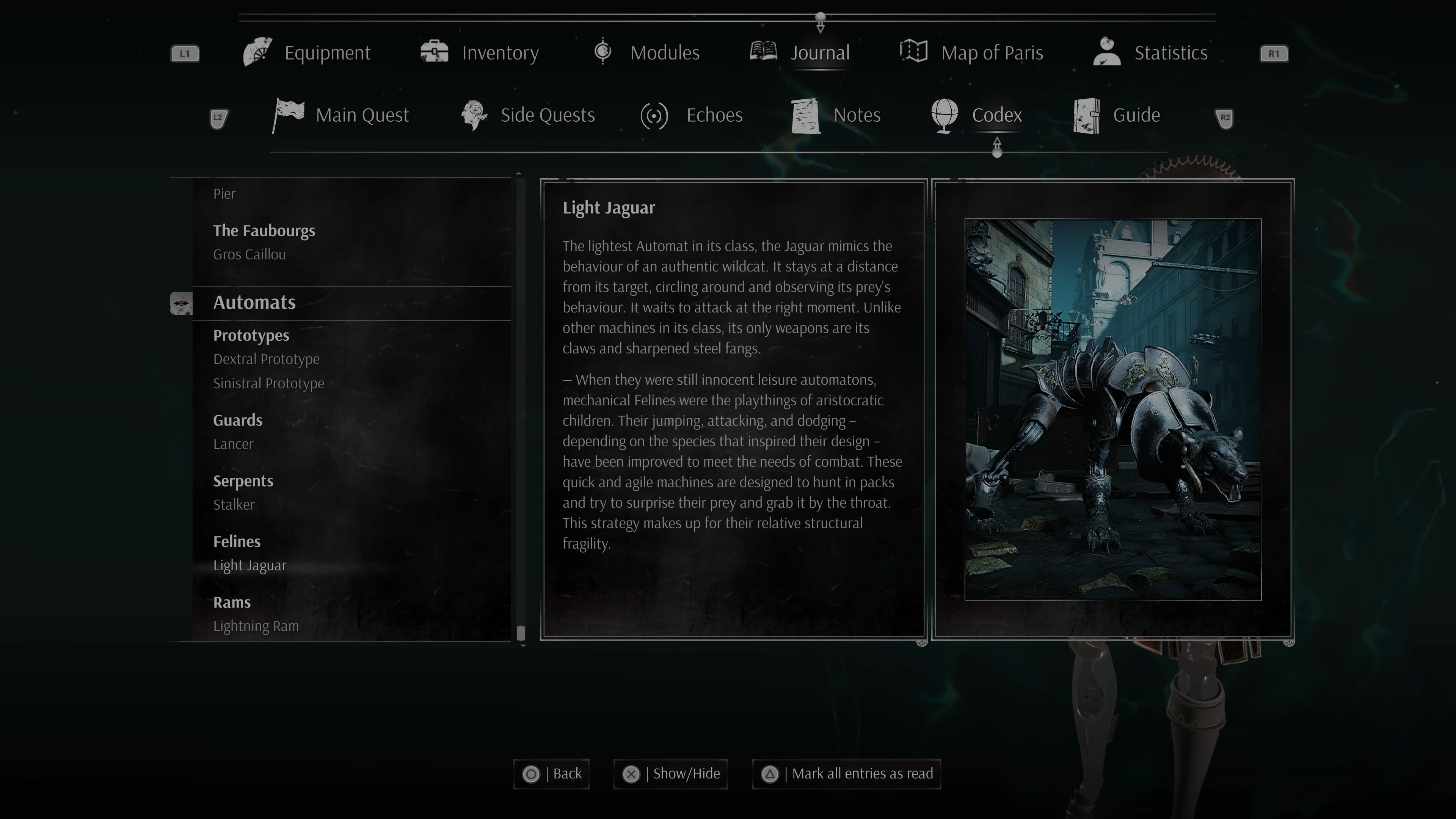 Steelrising - Hirviökatalogi, kevyt jaguaari