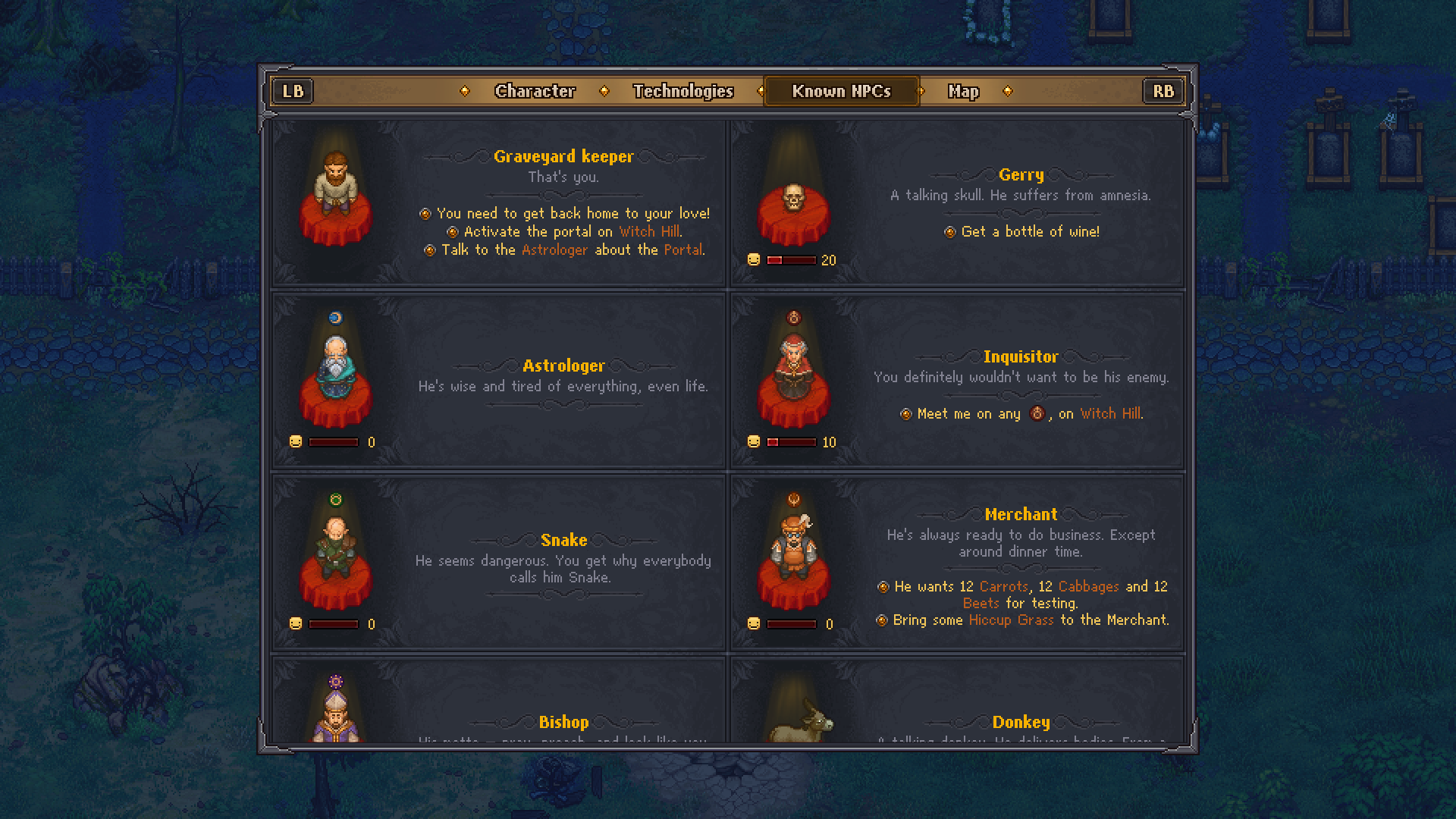 Graveyard Keeper: Hahmot