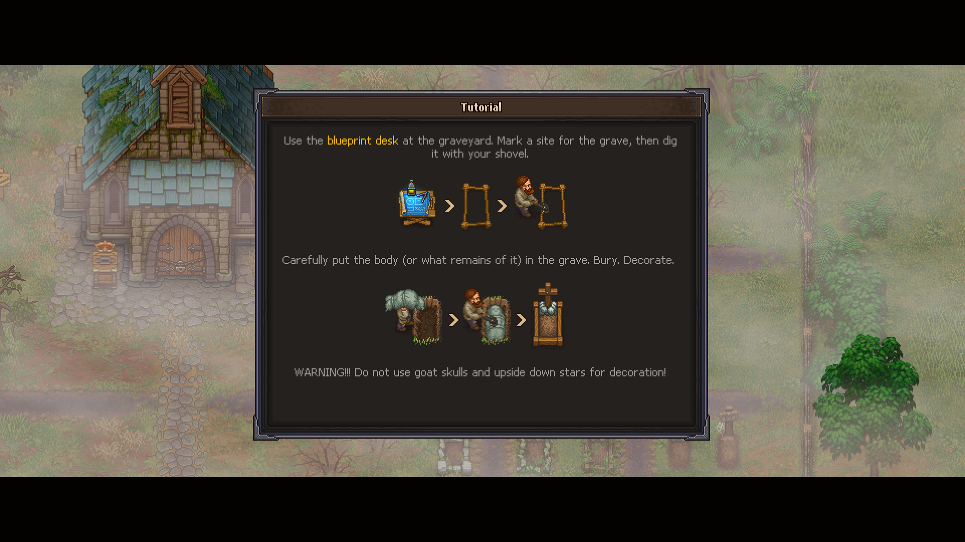 Graveyard Keeper: Ohjeistus