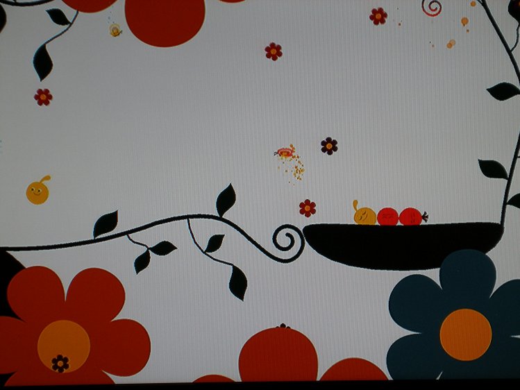Locoroco (Kimmon kännykameralla kuvaama ruutu)