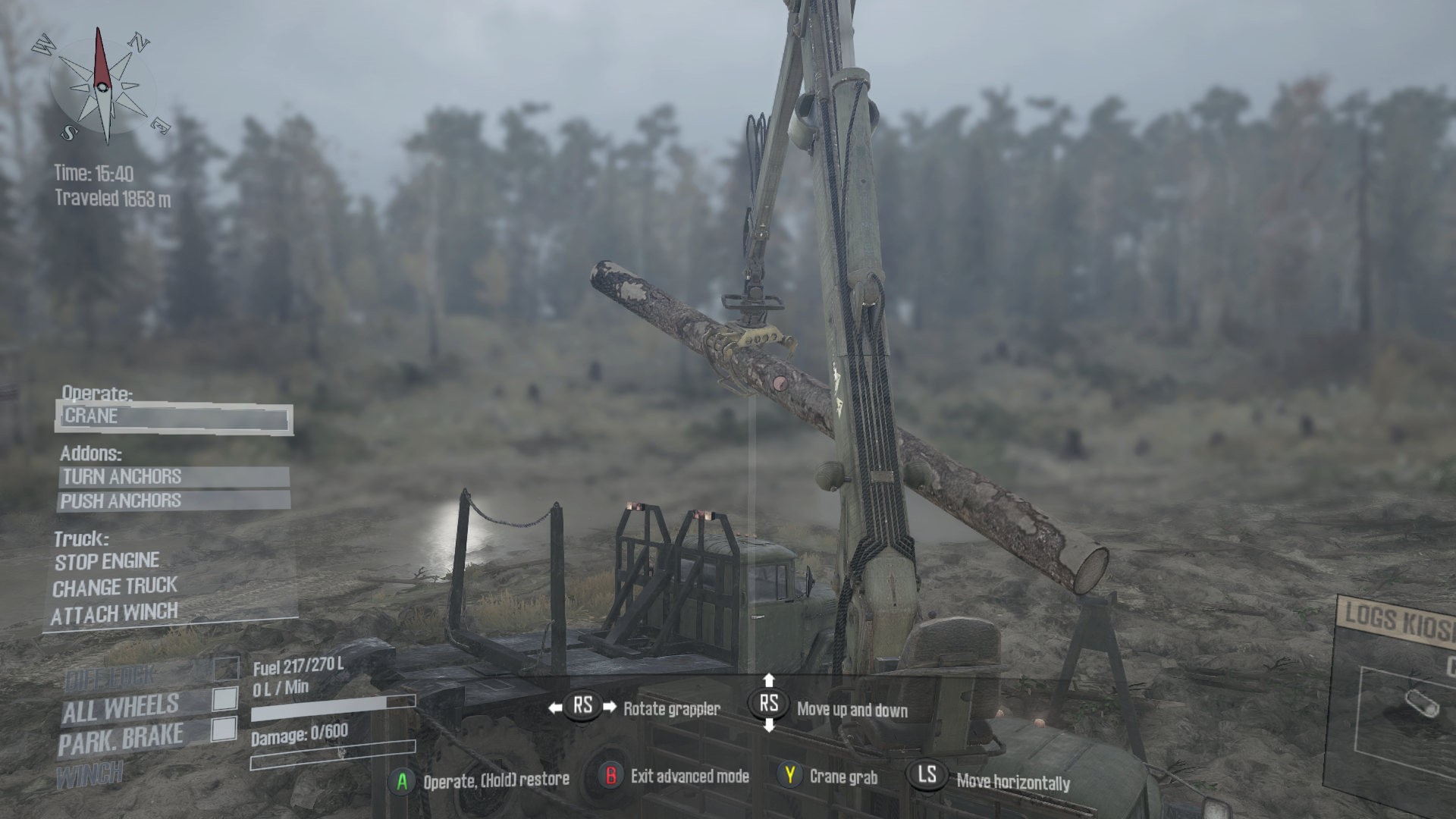 Spintires: Mudrunner: Tukkien lastaus